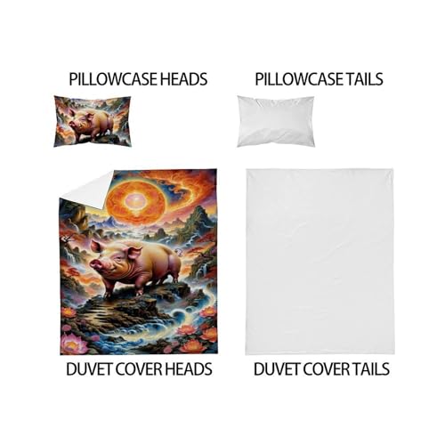 Housse de couette Sunset Pig microfibre pour éviter la transpiration nocturne