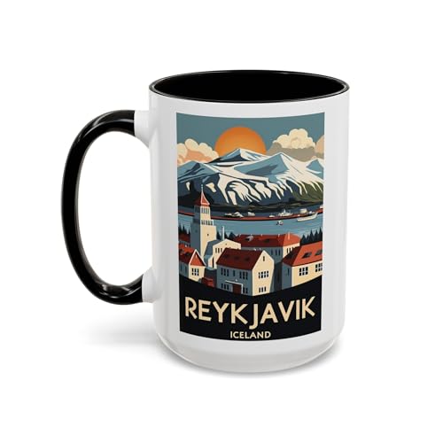 Mug de Cerámica Con Arte de Reykjavik 15oz Negro miniatura 3