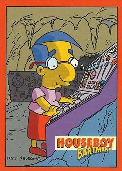 Milhouse Van Houten trading card (Bartman The Simpsons TV Show Cartoon) 1994 Skybox #B1 Houseboy