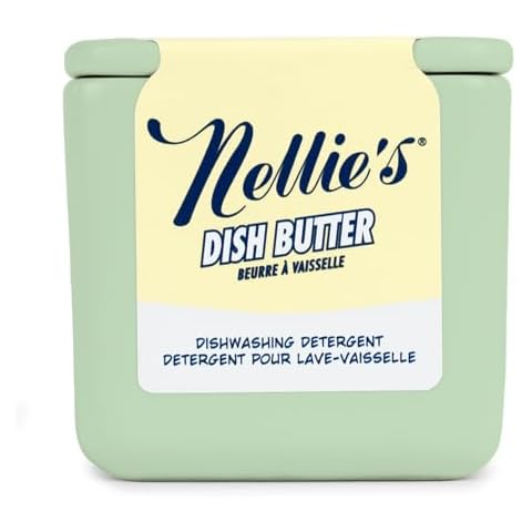 Nellie's Dish Butter - Zero-Waste Alternative to Liquid Dish Soap with Reusable Ceramic Container (Green) - Light Lemongrass Scent - Concentrated Formula - Plastic-Free and Planet-Friendly Dishwashing Cover