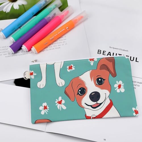 Cute Jack Russell Dog Fashion Coin Purse Change Makeup Bag Canvas Pencil Pouch Travel4