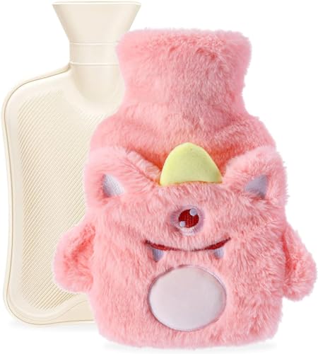 Image of Pain Relief Hot Water Bag with Soft Plush Cover for Hot & Cold Therapy, Leak Proof Heating Water Bag for Back Pain, Cramps & Body Pain Relief (Pink, 500 ML)