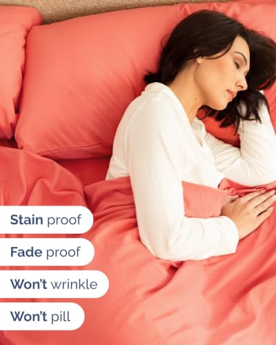 Image of CGK Unlimited Extra Deep Flex Top Split Head King Sheet Set - 6 Piece Breathable and Cooling Sheets - Hotel Luxury Bedding for Women, Men, Kids & Teens - Easy Secure Fit - Extra Deep Pockets - Coral
