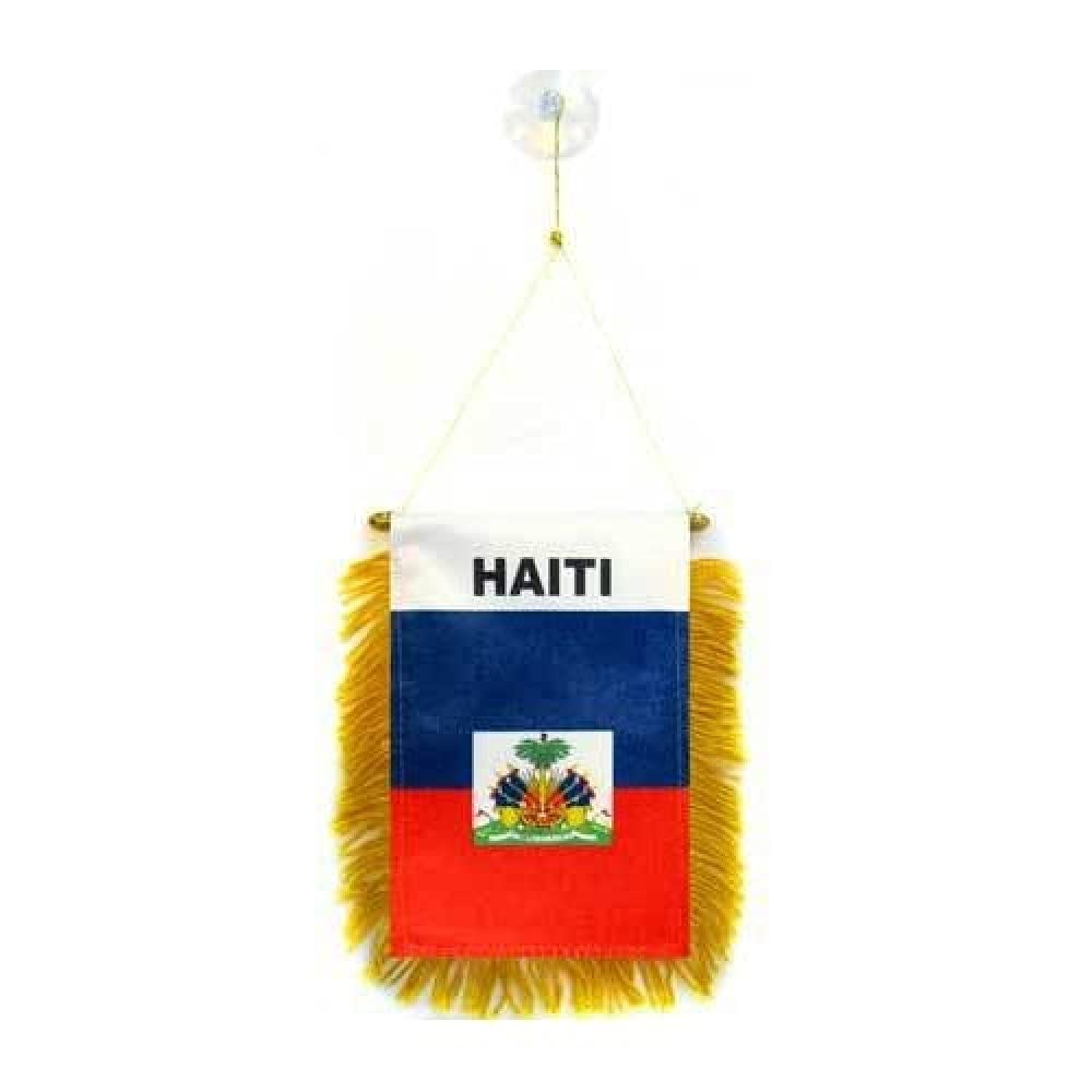 AZ FLAG - Fanion Jamaïque Pour Décoration Voiture Avec Ventouse et Franges Dorées - Mini Drapeau Jamaïcain - 13x10 cm - 4