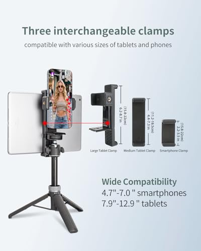 image for XIXAN Metal Dual Device Tablet & Phone Holder Tripod Mount Adapter Set