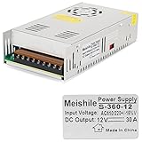  MEISHILE DC 12V 30A 360W Fuente Alimentacion Transformador Interruptor 110/220V AC to DC 12V 360 Watt Fuente de Alimentación Conmutada Convertidor De Voltaje