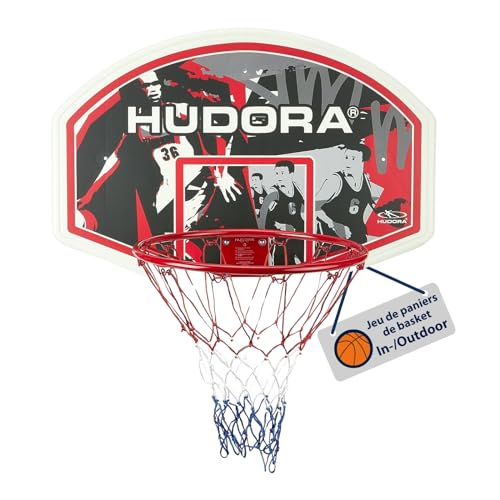 Set Panier de Basket HUDORA - Panier de Basket avec Panneau pour l'intérieur et l'extérieur - Panier de Basket avec matériel de Fixation pour Montage Mural...