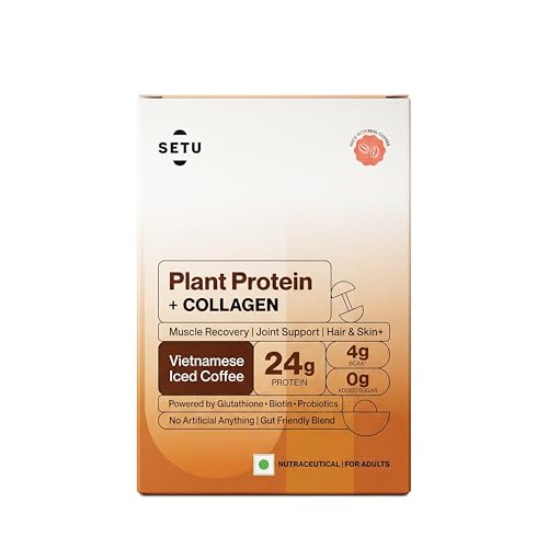 Image of Setu Plant Protein + Veg Collagen | 24g Protein with Glutathione & Biotin | Pea & Rice Isolate | For Muscle, Skin & Hair | (Pack of 6 Single Serve Sachets)