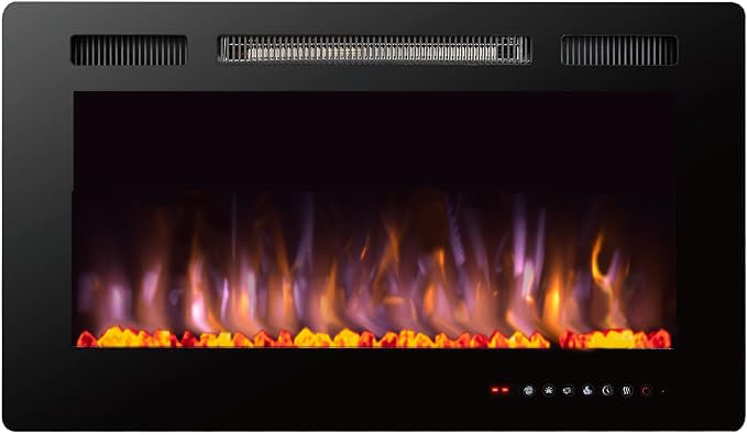 30 Inch Wall Mounted Electric Fireplace - Realistic 3D Flame Effect, Energy Efficient Heater with Quiet Operation & Overheat Protection for Home, Bedroom, Kitchen