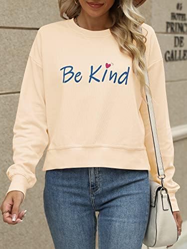 KIKIBERRY Womens Be Kind Sweatshirt Long Sleeve Saying Casual Cute Graphic T-shirt Blouse Tops 4 KIKIBERRY Womens Be Kind Sweatshirt Long Sleeve Saying Casual Cute Graphic T-shirt Blouse Tops