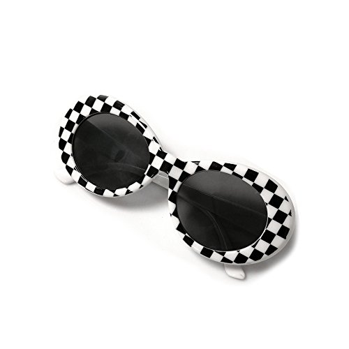 JUSLINK Bold Retro Oval Mod Thick Frame Sunglasses Round Lens Clout Oval Goggles