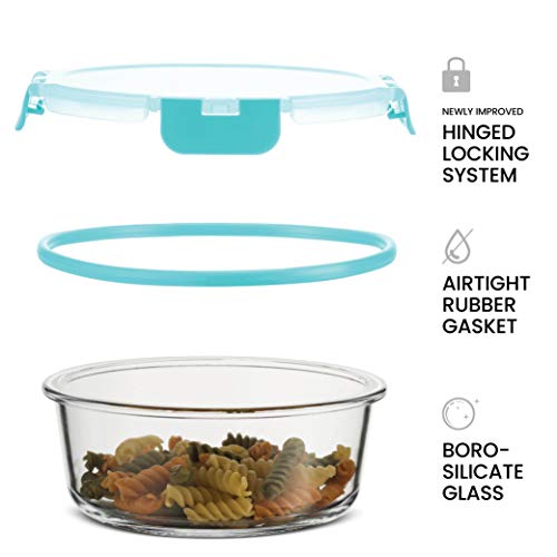 FineDine 24 Piece Glass Storage Containers with Lids - Leak Proof, Dishwasher Safe Glass Food Storage Containers for Meal Prep or Leftovers, Teal