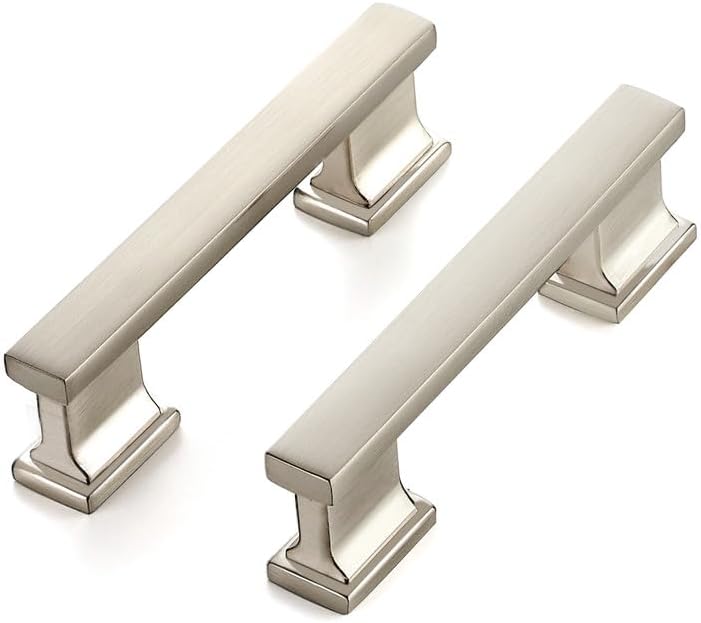 25 Pack Brushed Nickel Cabinet Pulls 4 Inch Kitchen Handles for Cabinets with 3 Inch Hole Center Solid Kitchen Cabinet Handles Satin Nickel Cabinet Pulls Kitchen Cabinet Hardware for Cabinet Cupboard