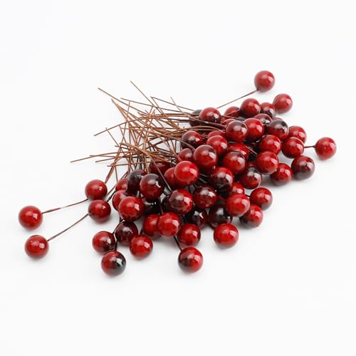 Weihnachtsdeko in Rot 16 100 Stück Weihnachtliche Rote Stechpalmenbeeren Künstliche Beeren,...