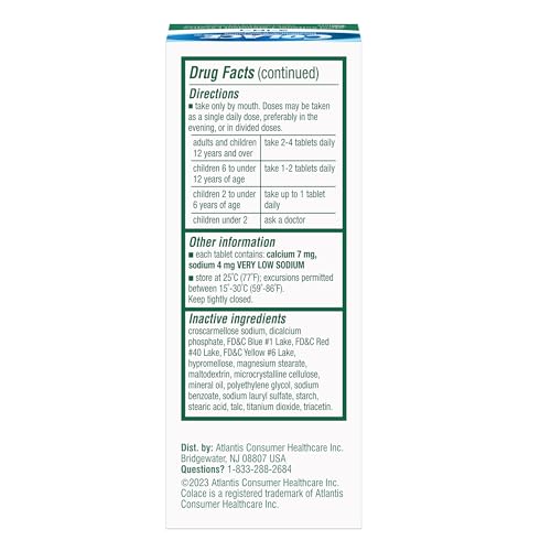 Image of Colace 2-in-1 Stool Softener Plus Stimulant Laxative Tablets, Gentle Constipation Relief, Docusate Sodium Plus Sennosides, 60 Count (Pack of 12)