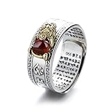 Feng Shui Pixiu Mantra Ring Buddhist Good Luck Amulet Mantra Double Protection Wealth Love Health Ring Gift For Men Women