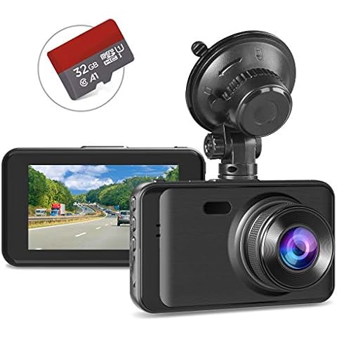 Dash Cam with SD Card, 1080P FHD Dashcam Front Dash Cams DVR Dashboard Camera, Dash Camera with Night Vision, 170°Wide Angle 3”IPS Screen Dash-cam Loop Recording G-sensor Motion Detection Parking Mode Cover