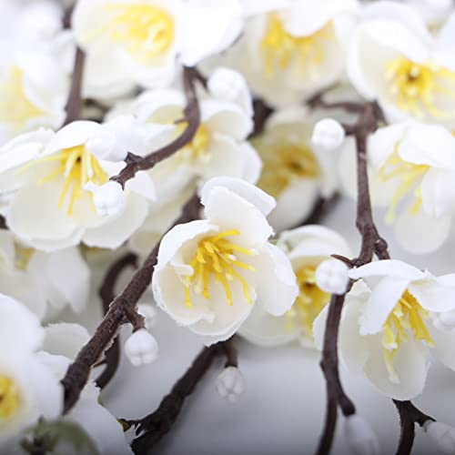 LGEGE Artificial White Plum Blossom 6 Pcs,Fake Flowers Silk Fabric Simulation Flowers Bouquet for Home Kitchen Office Hotel Decoration Floral Arrangement Centerpieces for Table - Image 2