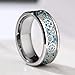 THREE KEYS JEWELRY 8mm Tungsten Rings Silver Punk Seal Gear Mechanical Light Blue Carbon Fiber with Metal Foil Inlay Wedding Bands for Men Size 10