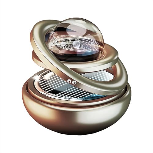 Car Air Freshener Solar Energy, Solar-Powered Car Air Freshener & Aroma Diffuser, Rotating Air Purifier for Car Interior, Automatic Rotation Dashboard Decoration, Refillable Perfume Pad