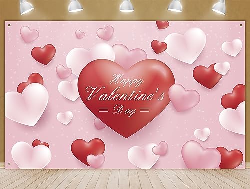 Valentine\'s Day Party Backdrop - Beautiful Romantic Blossom Love Heart Theme Studio Background Banner Decorations Photography Supplies - Happy Valentine\'s Day Photo Booth Backdrops - 70.8 x 43.3 Inch