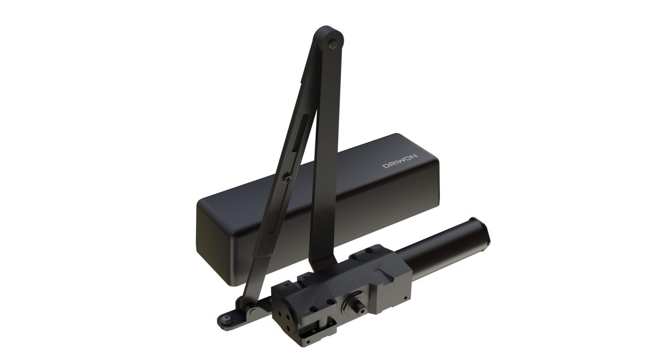 DN-9500 - Cierrapuertas hidráulico extrarresistente, cuerpo de hierro fundido, brazo de acero, atractivo acabado con recubrimiento en polvo, ajustable para alto tráfico