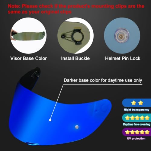 Image of PSLER Shatterproof Helmet Visor for K1 K1S K3SV K5 K5S,Deep Blue | Impact-Resistant ,UV400 Protection, Motorcycle Tinted Face Shield for K1 K1S K3SV K5 K5S ,Visor Replacement