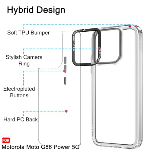 Image of TheGiftKart Hybrid Shockproof Back Cover Case for Motorola Moto G86 Power 5G | Stylish Camera Border | Electroplated Buttons | Crystal Clear Hard Back Cover Case (TPU & PC, Transparent Bumper)