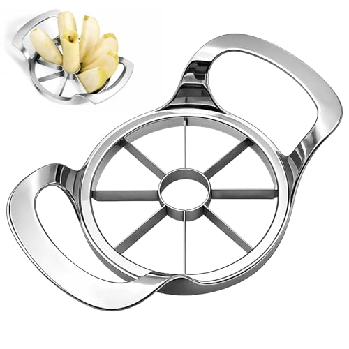 Cortador de manzanas y partidor de manzanas – 12 piezas de acero inoxidable para manzanas de hasta 10,2 cm, removedor de granos ultraafilado y cortador de frutas para rápido y mismas piezas