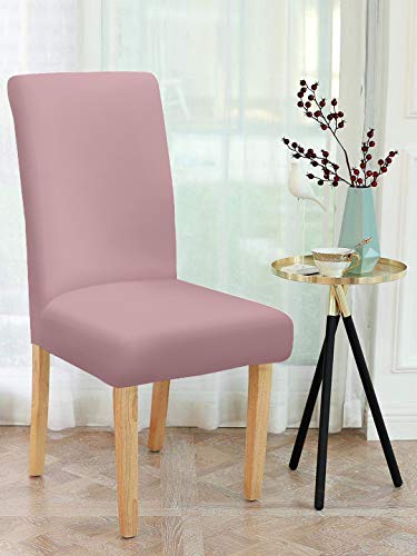 Image of Cortina Dining Chair Slipcovers | Protection Chair Covers | Plain, Removable, Washable | Universal Fit Super Soft Stretchy Polyester Spandex Fabric | Living Room, Kitchen, Party | Pack of 1, Rose