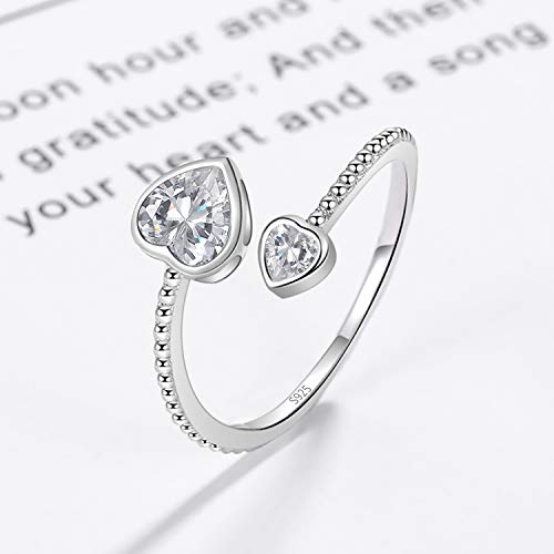 April Birthstone Ring S925 Sterling Silver Birthday Gifts For Women Teen Girls Daughter - Adjustable Heart Promise Rings Knuckle Band For Lovers - Birthday Thanksgiving Day Christmas Valentine's Day Party Graduation Gifts Jewelry #TOP4