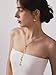 MINACHI Gold Plated Dainty Snake Chain Created Aquamarine Charm Y Necklace for Women, Trendy Simple Elegant Minimalist Fashion Jewelry Gift for Women