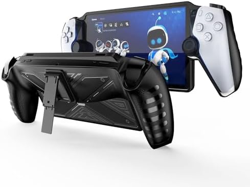 Soft TPU Protective Case with Kickstand for Sony Playstation Portal 8″ 2023 Handheld Game Console Skin Cover Drop-Proof Protector Slim Stand Sleeve with Shockproof,Non-Slip,Anti-Collision (Black)