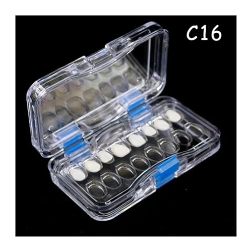 Caja de almacenamiento dental de 16 compartimentos transparente y antipolvo para prótesis 4
