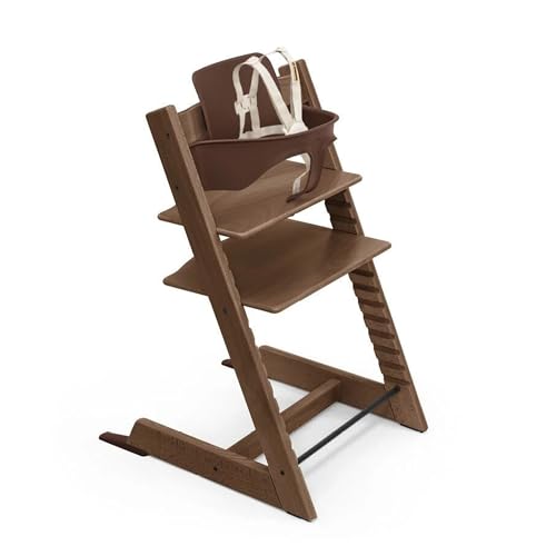 Image of Stokke Tripp Trapp High Chair 2, Warm Brown - Includes Chair + Baby Set with Removable Harness for Children 6-36 Months - Adjustable, Ergonomic & Easy to Clean