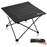 MOON LENCE Folding Outdoor Aluminum Camping Table Portable Ultralight Compact Backpacking Travel Table for Beach, Picnics, Hiking (Black, Middle)