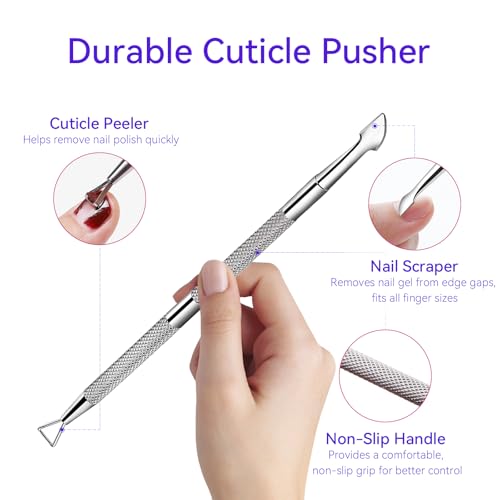 Makartt Nail Clips to Remove Gel Polish, with Double Ended Metal Cuticle Pusher, 20 Pcs Plastic Resuable Finger and Toe Nail Soak Off Clips for Removal Acrylic Art Nail Polish Remover Cap Clip - Thumbnail 5