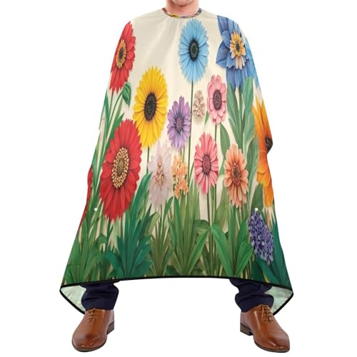 Kigai Colorful Flowers Hair Cutting Cape for Men & Women Waterproof Barber Cape Professional Hairdressing Salon Styling Apron with Adjustable Closure Snap
