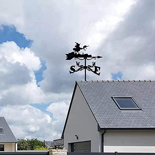 Weathervane Weather Vane Wind Direction Indicator Garden Stake Weather Vane Professional Measuring Tool Yard Roof Mount Decoration Easy Use (Color : Witch And Cat) #TOP5