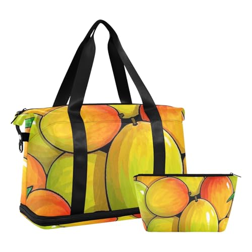 Cute Cartoon Fruit fruit Yellow Gym Bag Travel Weekender Gear Bag with Adjustable Strap for Business Trips Large Capacity