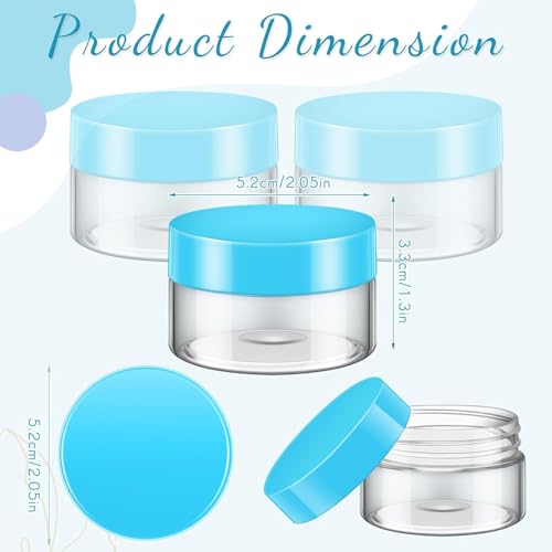 Image of Patelai 4 Pcs Plastic Jars Wide Mouth with Lids,1 Ounce,Blue