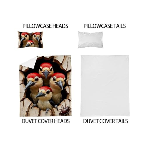 Housse de couette single woodpecker lit enfant 135x200cm