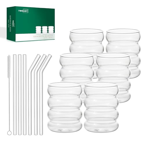 twoant Verre a Eau Verre Soda Verre à Gin Tonic Cocktail Transparent Verres à Soft Drink Jus Gobelet 350 ml Lot de 6