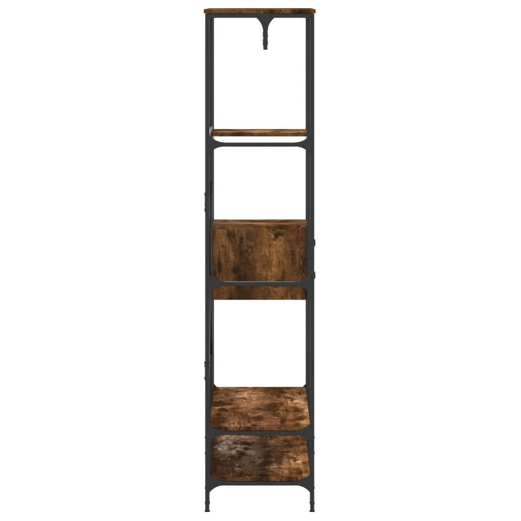 Kleiderständer mit Ablagen aus Räuchereiche Holzwerkstoff, Metall Rahmen, freistehend, stabil, platzsparend, 97 x 40 x 180 cm, Garderobenständer mit Rollen
