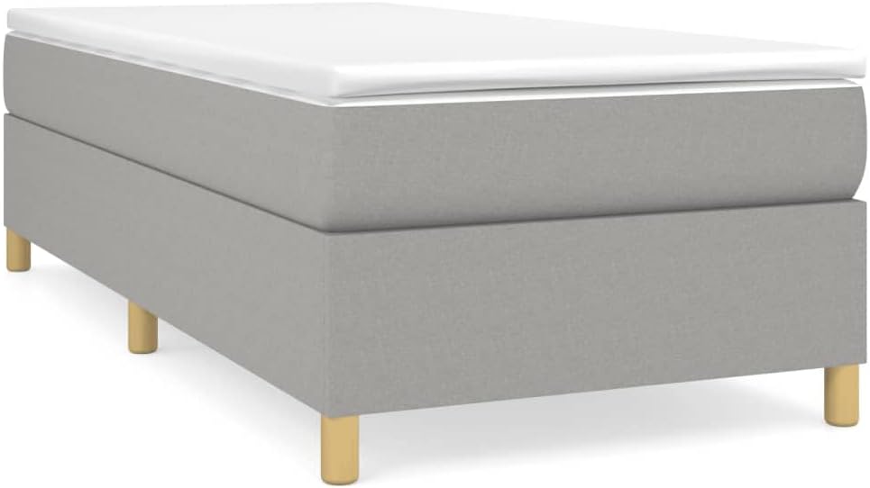 Twin Bed Frame Light Grey Sturdy Platform Foundation with slatted Mattress Support Easy Assembly Durable Furniture for Modern Minimalist Bedroom no Box Spring Needed