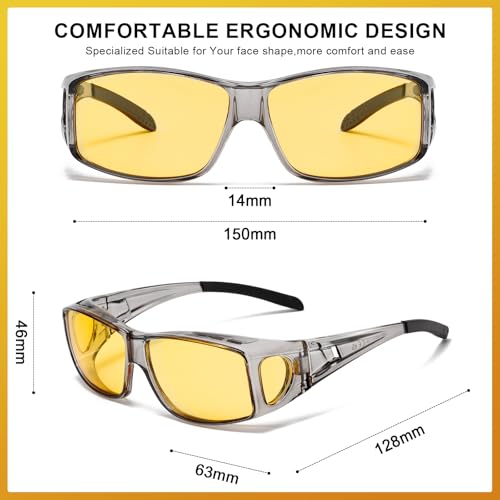 CARFIA Night Driving Glasses for Men Women, Fit Over Night Vision Glasses, Anti Glare Yellow Lens4