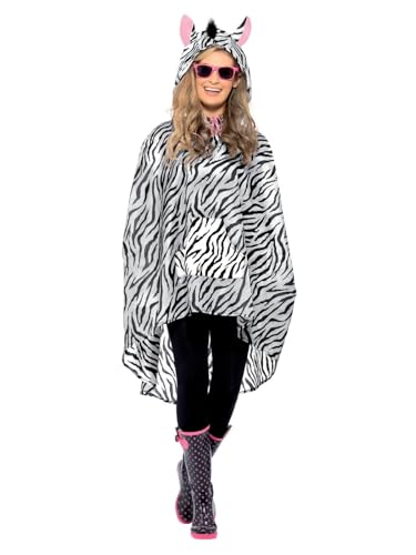 Smiffys Zebra Party Poncho, mit Zugbeutel Halloween