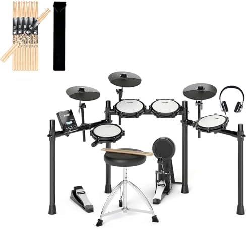 AODSK Electric Drum Set,Electronic Drum Kit For Kids With 195