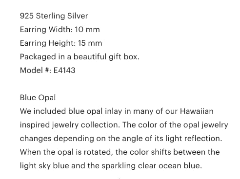 Unique Hawaiian Blue Opal Frog Earring, Sterling Silver Blue Opal Frog Stud Earring, E4143A2