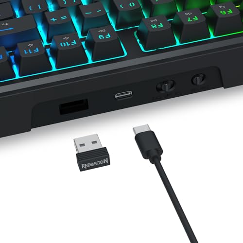 Image of Redragon K762 Wireless Gasket Gaming Keyboard w /Hype Screen & Knob, 104 Keys Mechanical Keyboard, Easy-Control 1.14'' TFT Info Display, 5-Layer Noise Dampening, Round PBT Keycaps, Custom Linear Switch